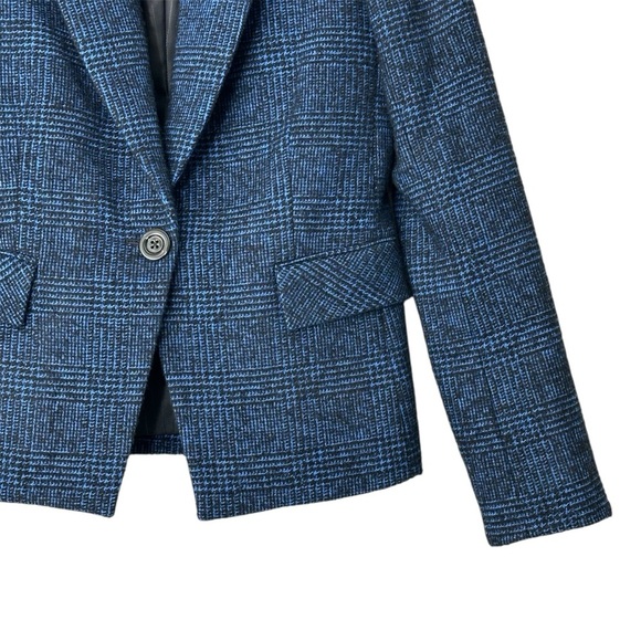 Veronica Beard Wool Blend Tweed Cutaway Dickey Jacket in Blue Black Plaid Size 2 - Picture 5 of 16